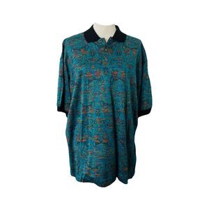 Arturo Garibaldi Men's Shirt Green Multicolor Knit Italian Wear Polo Size Medium